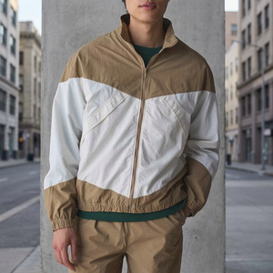 <b>Men</b> Color Blocking Racer <b>Jacket</b> Hooded Zipper Closure Waterproof Breathable Windproof <b>Casual</b> Winter Polyester Outerwear - Product Image 2