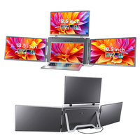 18.5" Laptop Quad Monitor for Stock Trading 1 Cable 3 Screens Type-C Exclusive Launch Adjustable Stand Multitasking Efficiency