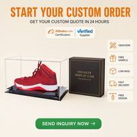 Présentoir de protection pour baskets en acrylique sur mesure avec base noire pour collectionneur de chaussures de basketball et vitrine de vente au détail