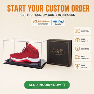 Présentoir de protection pour baskets en acrylique sur mesure avec base noire pour collectionneur de chaussures de basketball et vitrine de vente au détail - Product Image 2