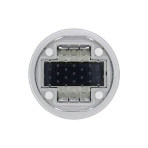 Borne de signalisation routière solaire LED ultra-mince, super lumineuse, avec base en acier bleu-noir, étanche, et dessus en verre, pour cônes de signalisation et avertissements routiers. - Product Image 1