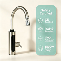 Robinet intelligent électrique vertical en acier inoxydable à chauffage instantané avec affichage LED, poignée latérale et commande manuelle 110V pour camping-car et usage domestique