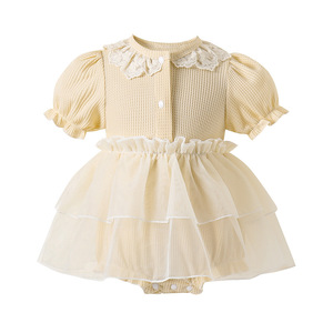 Dulce bebé <span class=keywords><strong>para</strong></span> verano Casual encaje cumpleaños cuello redondo botón <span class=keywords><strong>para</strong></span> bebés niñas pequeños - Product Image 5