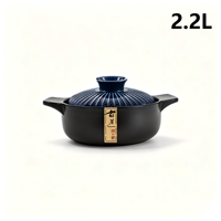 Olla de Cerámica Gudao Azul de 2.2L, Duradera, Antiadherente, Ecológica, No Apta para Inducción, con Tapa Resistente a Altas Temperaturas