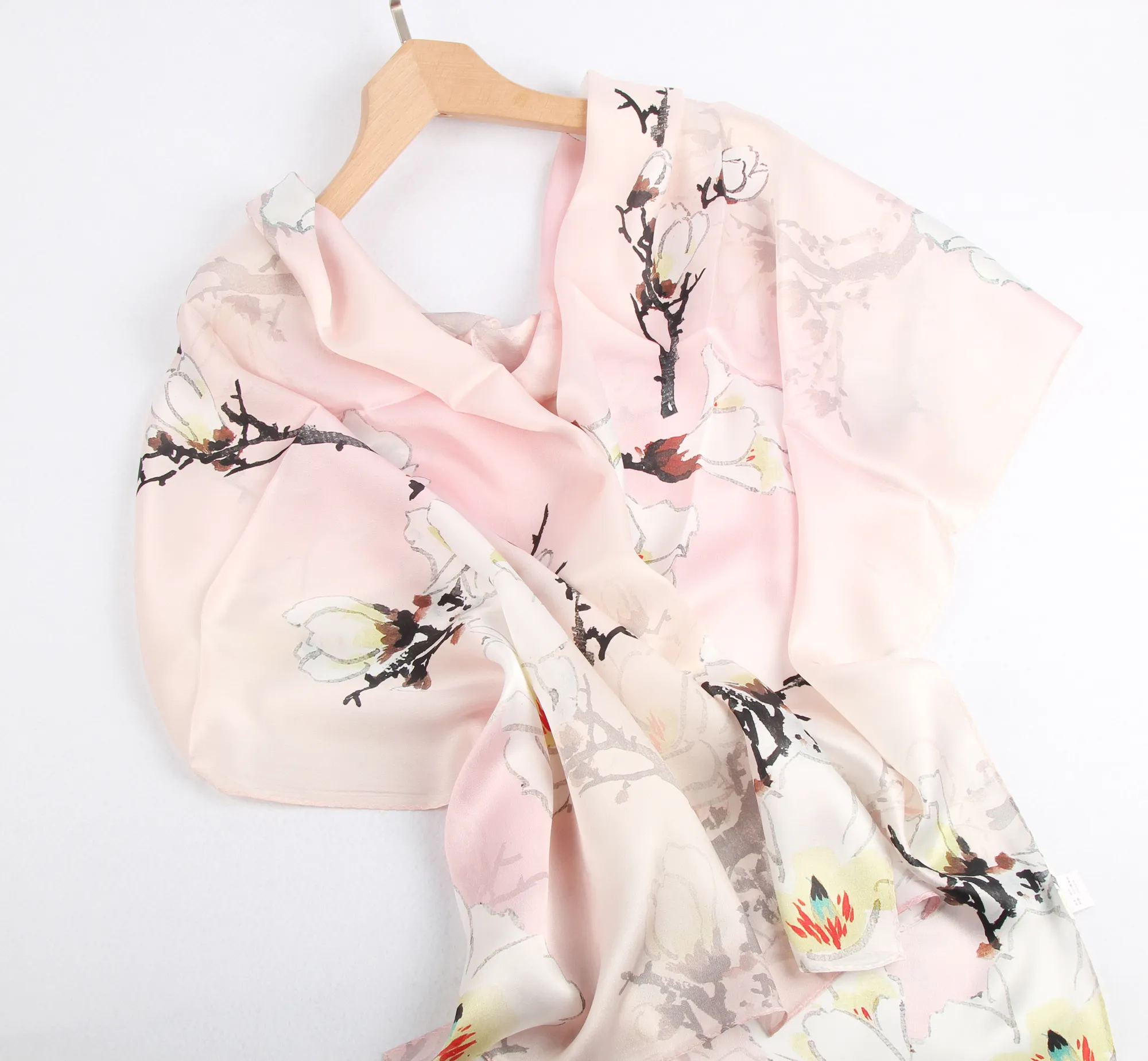 New Chinese simple and elegant flower womens silk printed square scarf