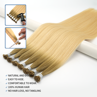 Extensions de cheveux humains de luxe vierges russes Remy pré-collées, blanchies, à pointe plate douce, double tirage, bouclées crépues, type K-tip