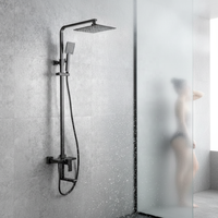 Juego de ducha termostática cromado, sistema de ducha de lluvia de cobre para baño, barra deslizante, manija de aleación de zinc, chorro de masaje montado en la pared