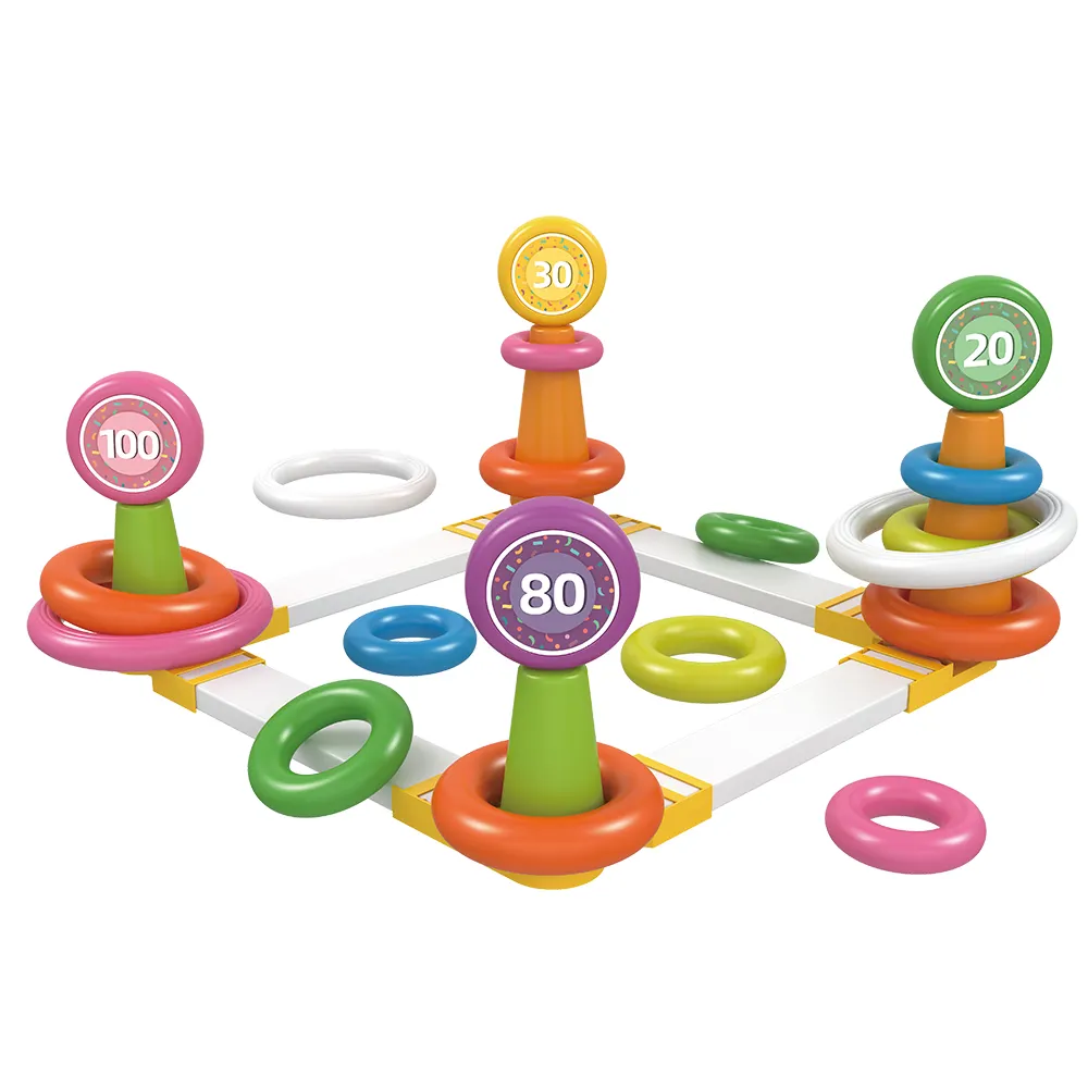 Plastic Nieuwe Kleurrijke Scorebord Kleurrijke Baby Game Baby Sport Gooien Stacking Ring Toss Play Game Set