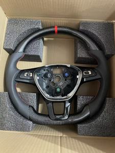 พวงมาลัยกีฬาหุ้มหนังคาร์บอนไฟเบอร์ สำหรับรถยนต์ Volkswagen VW Golf <span class=keywords><strong>5</strong></span> MK6/<span class=keywords><strong>MK7</strong></span>/MK8 <span class=keywords><strong>Jetta</strong></span> Passat B8 Polo Tiguan GTI แบบเสียบใช้งานได้ทันที - Product Image 3