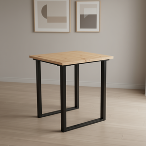 Plateau de table à manger carré en pin massif, bois naturel, design moderne minimaliste, pieds en métal, assemblage requis, mobilier pour la maison - Product Image 2