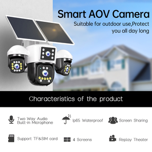 Caméra solaire 4G avec carte SIM NyteElf 12MP Ultra HD, quatre objectifs, PTZ, détection de suivi humanoïde, alarme vocale, caméra CCTV solaire - Product Image 5