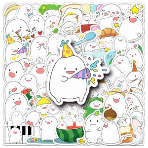 50 pezzi all'ingrosso della fabbrica bella vignetta impermeabile eco-friendly materiale PVC Blah adesivo per la decorazione dello zaino della macchina fotografica adesivo - Product Image 1