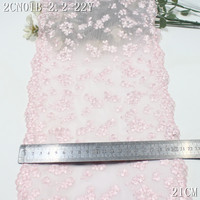 Tulle noir rose pâle de 22 cm, petite fleur brodée, élastique, encaje bordado, dentelle, tissu pour lingerie, robe, accessoires de couture