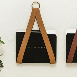 PU Leather Modern Handmade Promotional Hanging <b>File</b> Holder Storage <b>Organizer</b> Wall Hung Magazine Rack Multifunction Office Decor - Product Image 4
