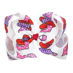 โบว์ติดผมบูติก8วันวาเลนไทน์พร้อมคลิปจระเข้คลิปใหญ่รูปหัวใจรักขนาดใหญ่สำหรับเด็กผู้หญิง - Product Image 1