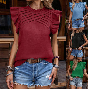 Blusas de Oficina para Mujer al por Mayor, Nuevas, Básicas, de Verano, de Color Sólido, con Volantes, sin Mangas, Transpirables - Product Image 2