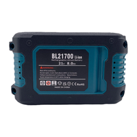 Batteries 18V 8.0Ah 10.0Ah OEM & ODM à cellules 21700, longue durée de vie et haute capacité, style lampe latérale, avec BMS intégré, pour outils électriques Makita