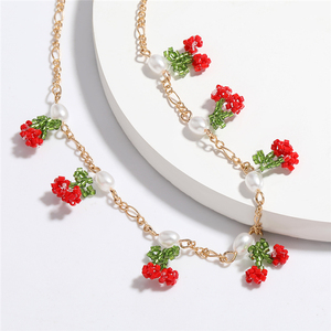 Trendz nueva llegada Multi-capas collar hecho a mano de fruta cereza Collar para las mujeres - Product Image 3