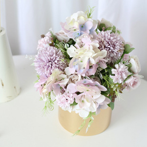Bouquet de pivoines et roses artificielles européennes, tiges uniques, couleur peinture à l'huile avancée, arrangement floral - Product Image 3