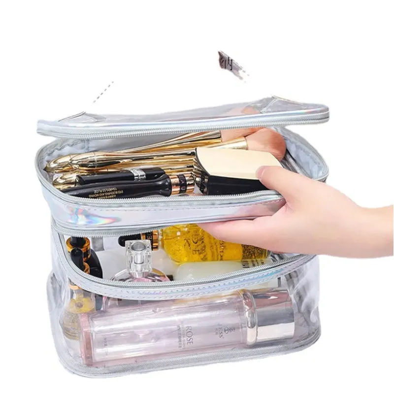 Travel Clear Waterproof Toiletry Women Cosmetic Clear Zipper Transparent Cosmetic PVC Wash Bag