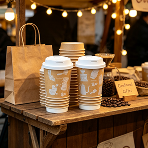 Gobelets à café jetables en papier biodégradable à double paroi, imprimés sur mesure, 16 oz, pour les fournitures d'événements, vente en gros - Product Image 5