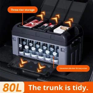 HONGLILAI Boîte de rangement moderne pliable <span class=keywords><strong>en</strong></span> <span class=keywords><strong>plastique</strong></span> imperméable pour coffre de voiture et ouverture latérale à 3 compartiments - Product Image 2