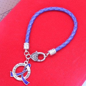 Cadena de cordón de gran calidad, letra grabada, venimos, luchamos, gano, inspira conciencia, pulseras colgantes de cinta azul para regalo - Product Image 3