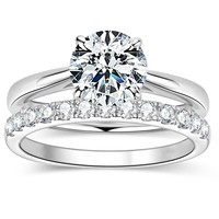 Bagues de couple Adodo Trendy Cut 2ct VVS certifiées GRA en moissanite, anneaux d'éternité assortis empilables en or 14K pour femme