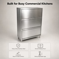 Gewerblicher Edelstahl-Lagerschrank mit Schiebetüren und Verstellbaren Regalen für Großküchen, Kantinen und Restaurants