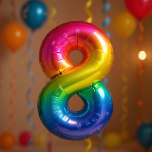 Globo de Fiesta con Forma de Número 8 Multicolor de 80 cm, Relleno de Helio, Decoración para Fiestas de Cumpleaños - Product Image 2