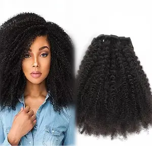 cheap 24 inch cuticle aligned brazilian human remy hair 4a afro braids kinky curly wave clip in hair extensions for black women