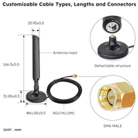 Antenne compacte 5G magnétique à lame, gain élevé 4,94 dBi, 617-6000 MHz, SMA mâle, omnidirectionnelle, MIMO