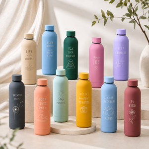 Custom Modern Minimalist Art 304 Stainless Steel Vacuum Insulated <b>Bottle</b> 12-24 Hours Multiple Matte Colors Leakproof Lid - Product Image 2