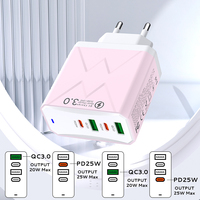 Anpassbares 4-Port 2USB+2Type-C PD 25W QC3.0 Schnell-Ladegerät USB-Wandladegerät mit OTP/OV-Schutz für Kopfhörer