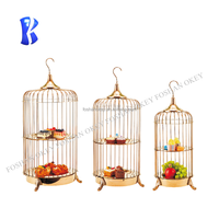 OKEY Restaurant Ustensiles Après-midi Thé Stand Niveaux Dessert Table Présentoir En Acier Inoxydable Cage À Oiseaux Gâteau Stand