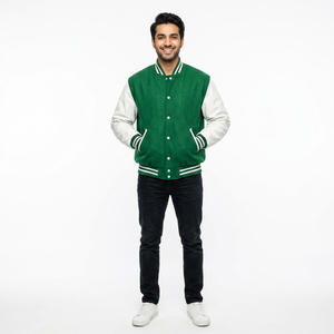 Blouson universitaire unisexe en coton brodé avec logo personnalisé 2023, bleu clair, style varsity, col montant, pour couples, modèle Letterman pour hommes - Product Image 1