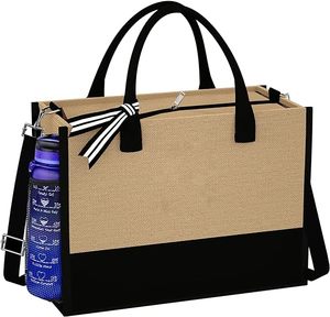 Bolsa de regalo de yute personalizada con letras bordadas de Amazon, de arpillera 3D, portátil, con asa, para <span class=keywords><strong>playa</strong></span> y compras, marca XYX, con cremallera - Product Image 1