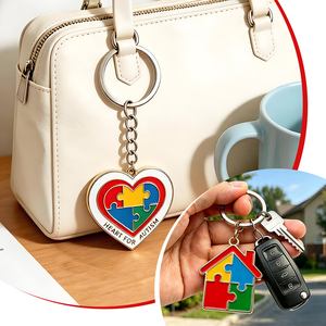 Porte-clés en métal personnalisés thème Puzzle de la Sensibilisation à l'Autisme, émail coloré, breloques de soutien pour la lutte pour la communauté, échantillon 7D, production en série 15D - Product Image 5