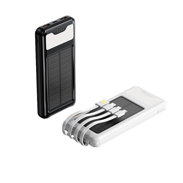 Portable 20000mAh Solar Charger Power Bank 10000mAh Emergency Outdoor Camping Light 10W Solar Powerbank with 4 Cables