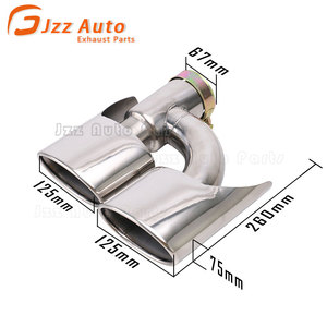 Les pièces d'auto modifient le diamètre de tuyau d'échappement de style de H d'acier inoxydable entrée de 67mm 125x75mm <span class=keywords><strong>Double</strong></span> tuyau ovale de gorge de sorties <span class=keywords><strong>double</strong></span> pointe d'échappement - Product Image 2