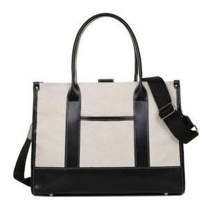 Water Resistant <b>Large</b> Reusable Canvas Tote Bags with PU Handles for Gift Shopping - Product Image 1