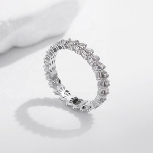 OEM Joyeria Plata 925 Anillo de Compromiso de Diamante Cz Completo de Plata Joyería Fina Minimalista Mujeres Iced Out Stack Cubic Zirconia Anillos - Product Image 5
