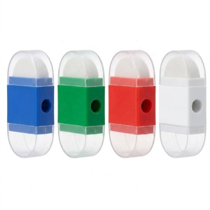 Tailleurs de crayons 2-en-1 personnalisés Stasun avec logo, format compact, en plastique, avec gomme, pour cadeaux promotionnels et fournitures de bureau - Product Image 2