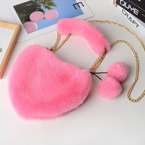 2025 nuova moda graziosa borsa a forma di cuore in peluche da donna con catena a catena portatile a forma di cuore - Product Image 4