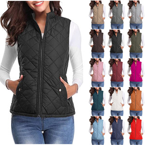 RTS <strong>Woman</strong> <strong>Puffer</strong> Vest With Diamond Quilting Many Colors <strong>Gilet</strong> With 140gsm Padding Polyester Fabric and Lining - Product Image 1