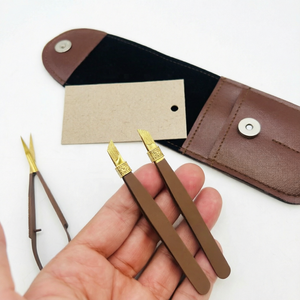 Pinzas para Pestañas JOMAY de Acero Inoxidable con Punta de Fibra, Color Negro y Dorado, 75 90 Grados, Empaque en Caja, Punta de Diamante para Extensión de Pestañas - Product Image 1