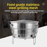 Barbecue au charbon de bois en acier inoxydable de style japonais pour le commerce extérieur, avec grille de cuisson amovible, pliable et portable pour pique-nique et camping