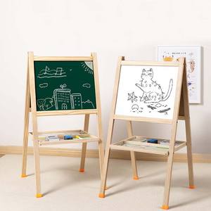 Tablero de dibujo plegable de doble cara de madera maciza para niños, juego interactivo para padres e hijos, juguete para garabatos para bebés - Product Image 3