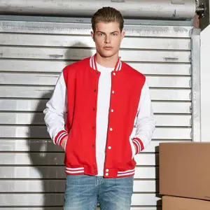 Xs-5Xl Custom Design Baseball Jacket Long Sleeves Unisex Sport Letterman Jacket Front Button College Jacket Sweatshirt