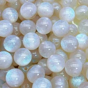 Perles en résine ciel étoilé, 16mm, rondes, en acrylique, paillettes bleues, perles dispersées pour collier et bracelet DIY - Product Image 1